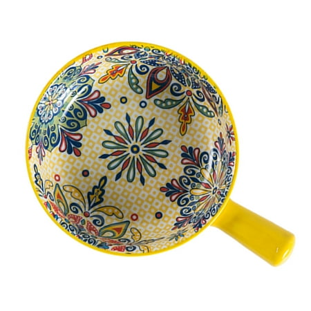 

Qeeadeea Ceramic Soup Bowl With Handle 600ml Single Shallow Bowl Small Ramen Bowl Microwave And Oven Safe-yellow-20x15x5.5cm