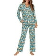 thumbnail image 4 of FOR U DESIGNS Easter Rabbit Womens Button Down Pajama Sets Long Sleeve Button Up Pajamas for Women 2 Pack Size 4XL Jogger Loungewear Pants and Tops Sleepwear Pjs, 4 of 7