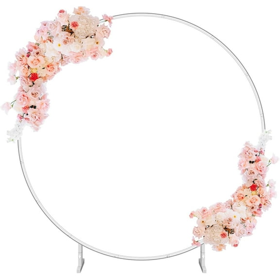 7.2FT Balloon Metal Round Backdrop Stand Frame for Wedding Birthday Party Baby Shower Decoration,White