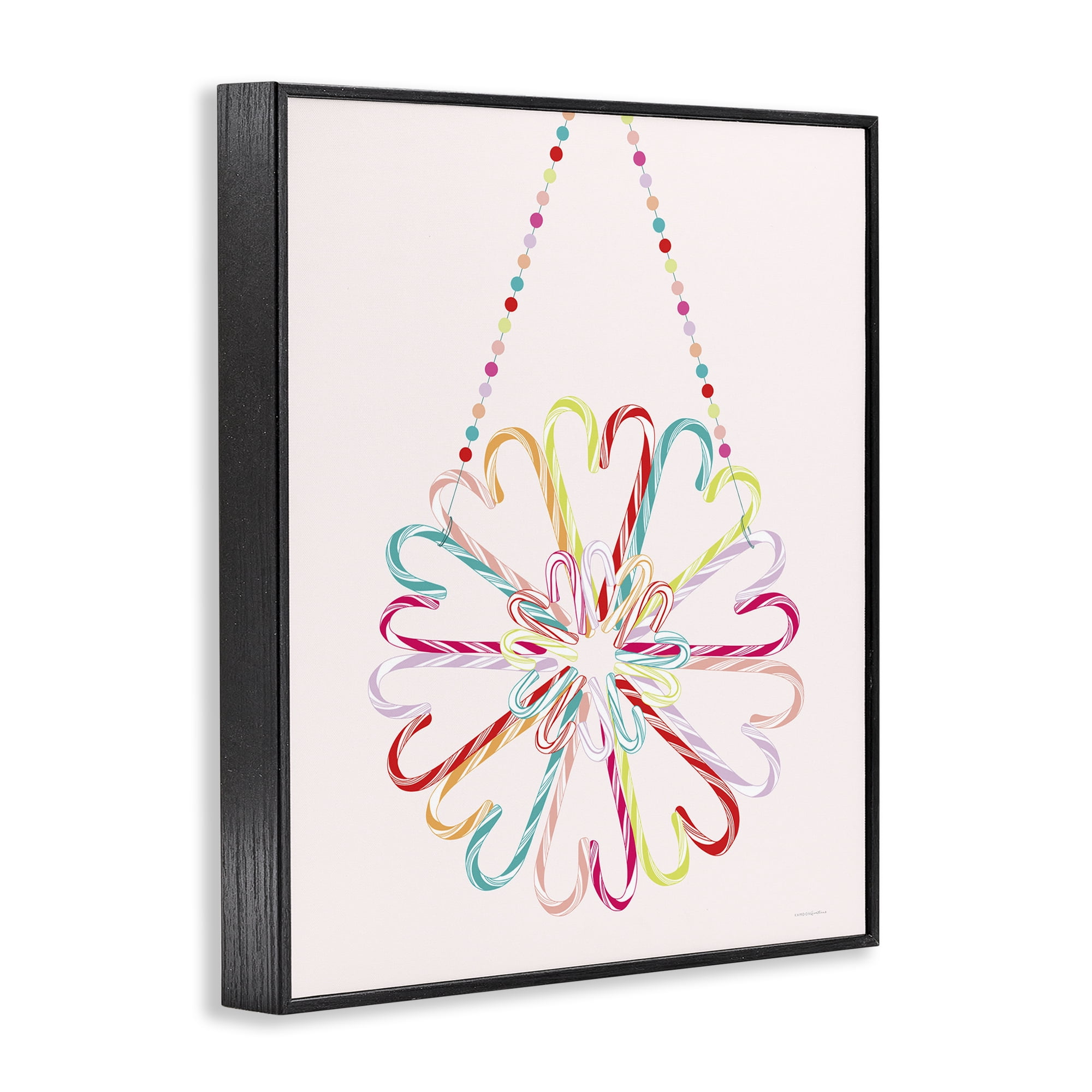 Stupell Industries Candy Cane Shapes Food & Beverage Painting Black Framed Art Print Wall Art, 16 x 20