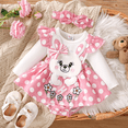 thumbnail image 1 of PatPat Baby Girl Rabbit Pattern Ruffle Long Sleeve Romper, 1 of 2