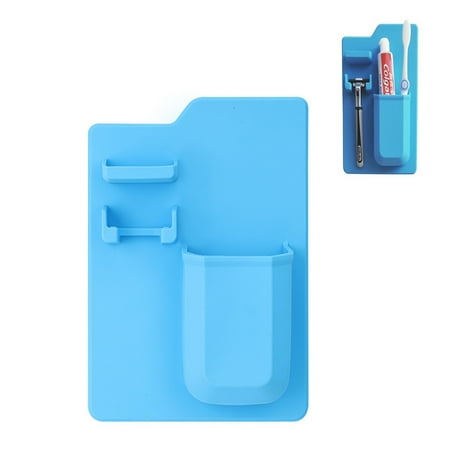 

Holder - Silicone Toiletry Organizer Shower & Bathroom Accessory - Features Silicone-Grip Technology Removable & Reusable blue