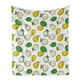 thumbnail image 1 of Fruit Soft Flannel Fleece Blanket, Fresh Pear Slices Leaves Juicy Organic Food Eat Summer Garden Pattern, Cozy Plush for Indoor and Outdoor Use, 70" x 90", Green Earth Yellow White, by Ambesonne, 1 of 6