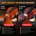 thumbnail image 4 of Violín Pyle Premium de madera maciza de tamaño completo 4/4 con kit de accesorios, 4 of 7