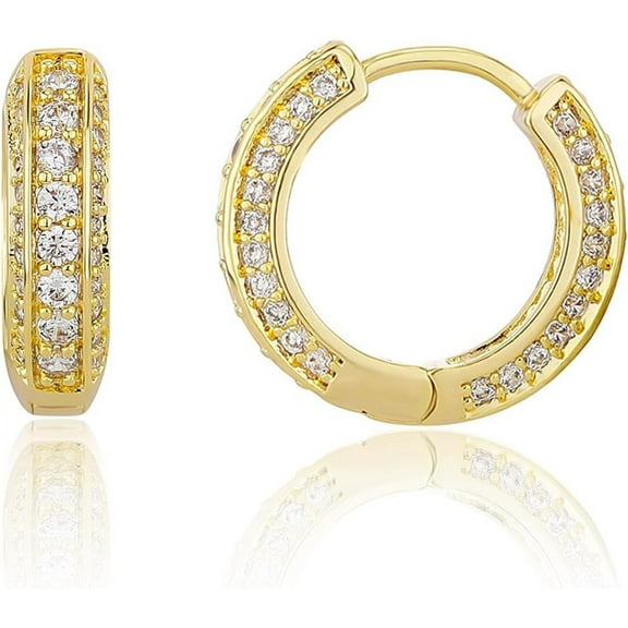 Leander Iced Out Hoop Earrings Cubic Zirconia Huggie Cartilage Cuff Hypoallergenic Luxury Fashion Round Circle Earrings For Men Women