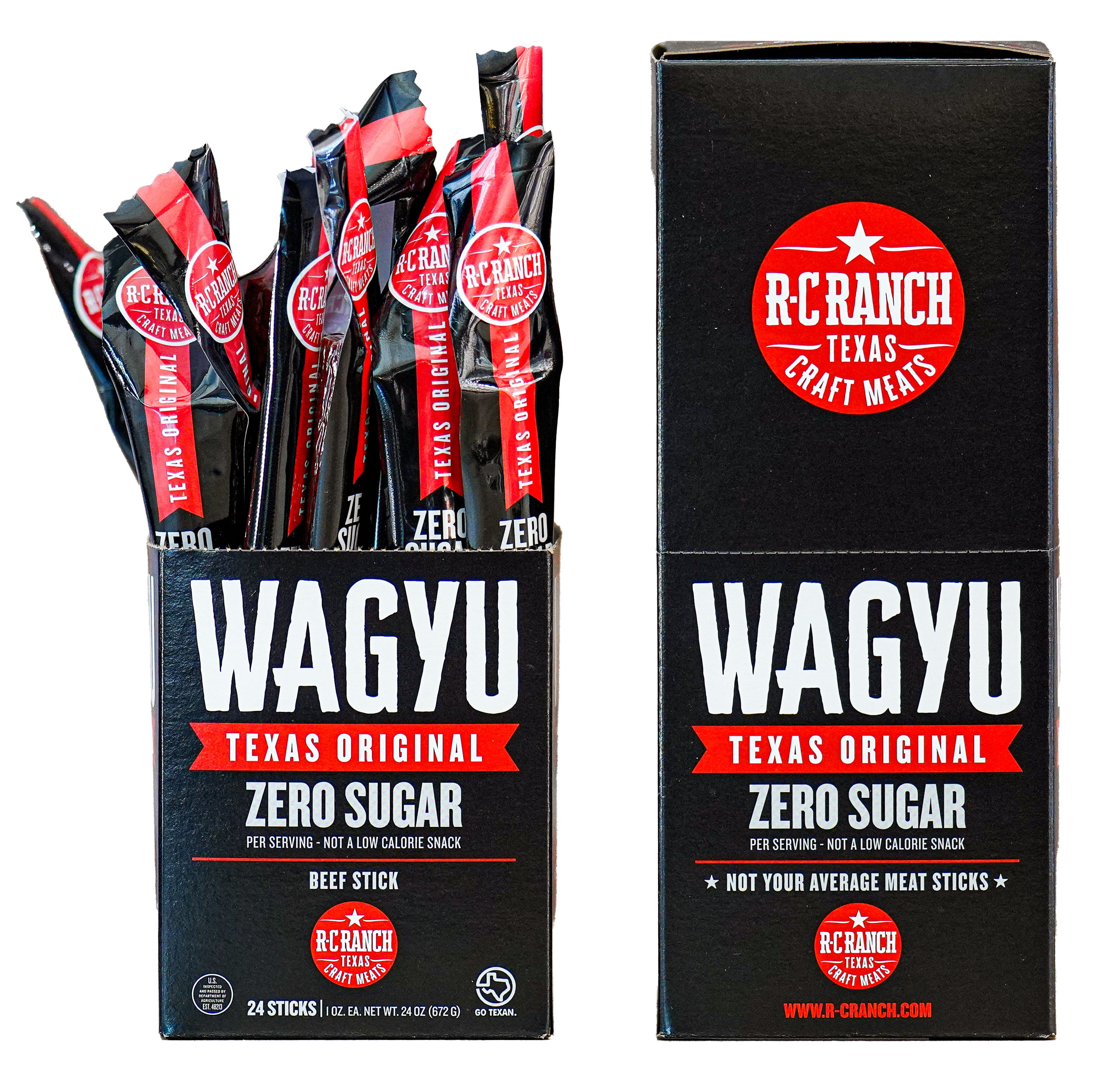 R-C Ranch Wagyu Beef Stick 1oz Single Stick, Original Zero Sugar (24 Sticks)