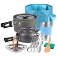 thumbnail image 1 of Cooking 21pcs Camping Cookware Mess Kit Camping Pot and Pan Cooking Set Outdoor Camping Hiking Backpacking Survival Gear, 1 of 7
