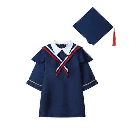 

Kids Boys And Girls Suit Kindergarten Children Graduation Stage Performance Gown With Hat 2 Piece Sizes 6-7 Years