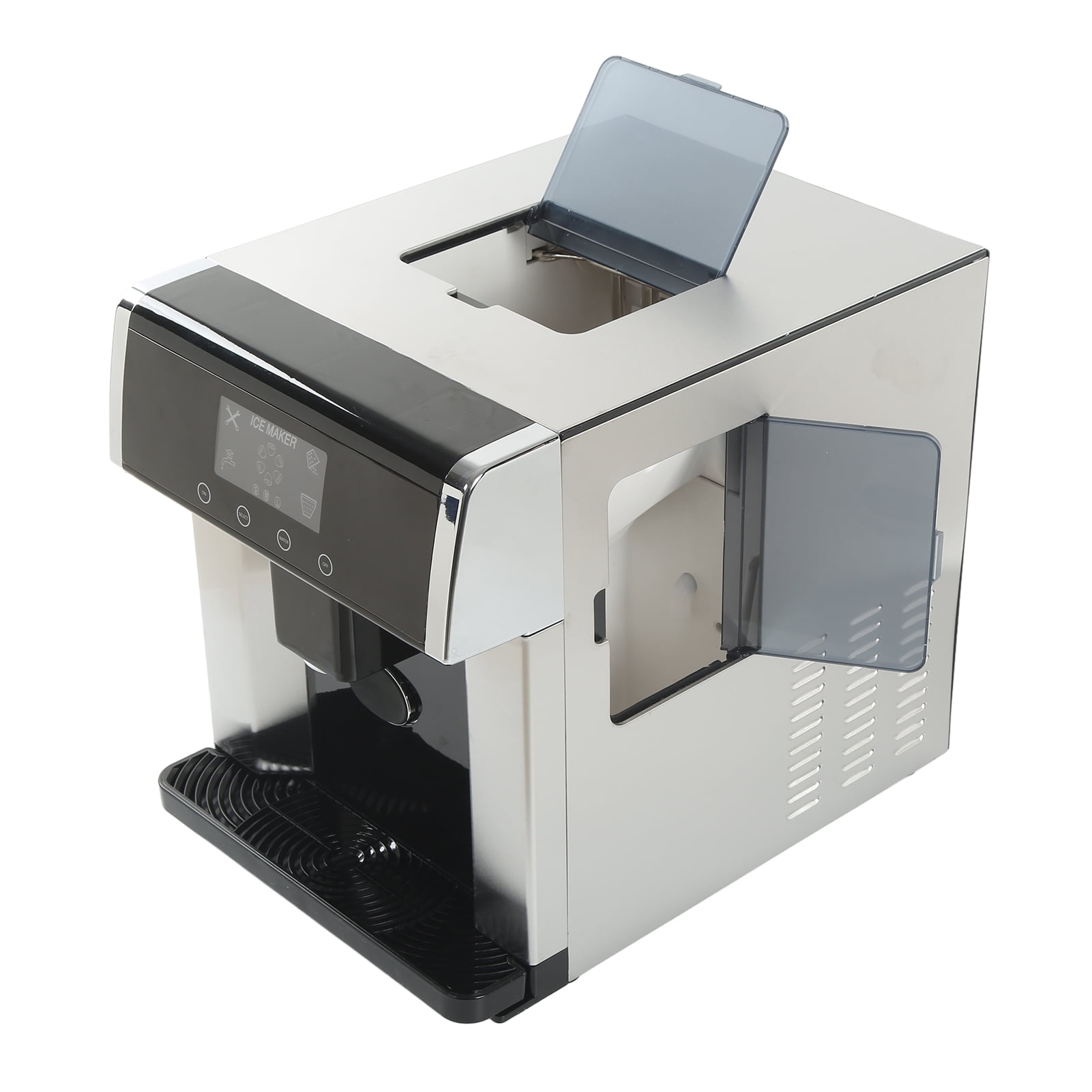 Ice Maker Machine, 2 Water Inlet Methods ABS Stainless Steel Ice Maker Water Dispenser 2 In 1 Quick Ice Release Automatic Induction  For Office