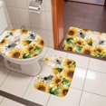 thumbnail image 4 of Sunflower Bee Bath Mat 3 Piece Bathroom Rug Set, Yellow Botanical Vintage Rose Floral Spring Non Slip Bath Rug Contour Mat and Toilet Lid Cover, Absorbent Shower Mats Soft Bath Rugs and Mats Sets, 4 of 8