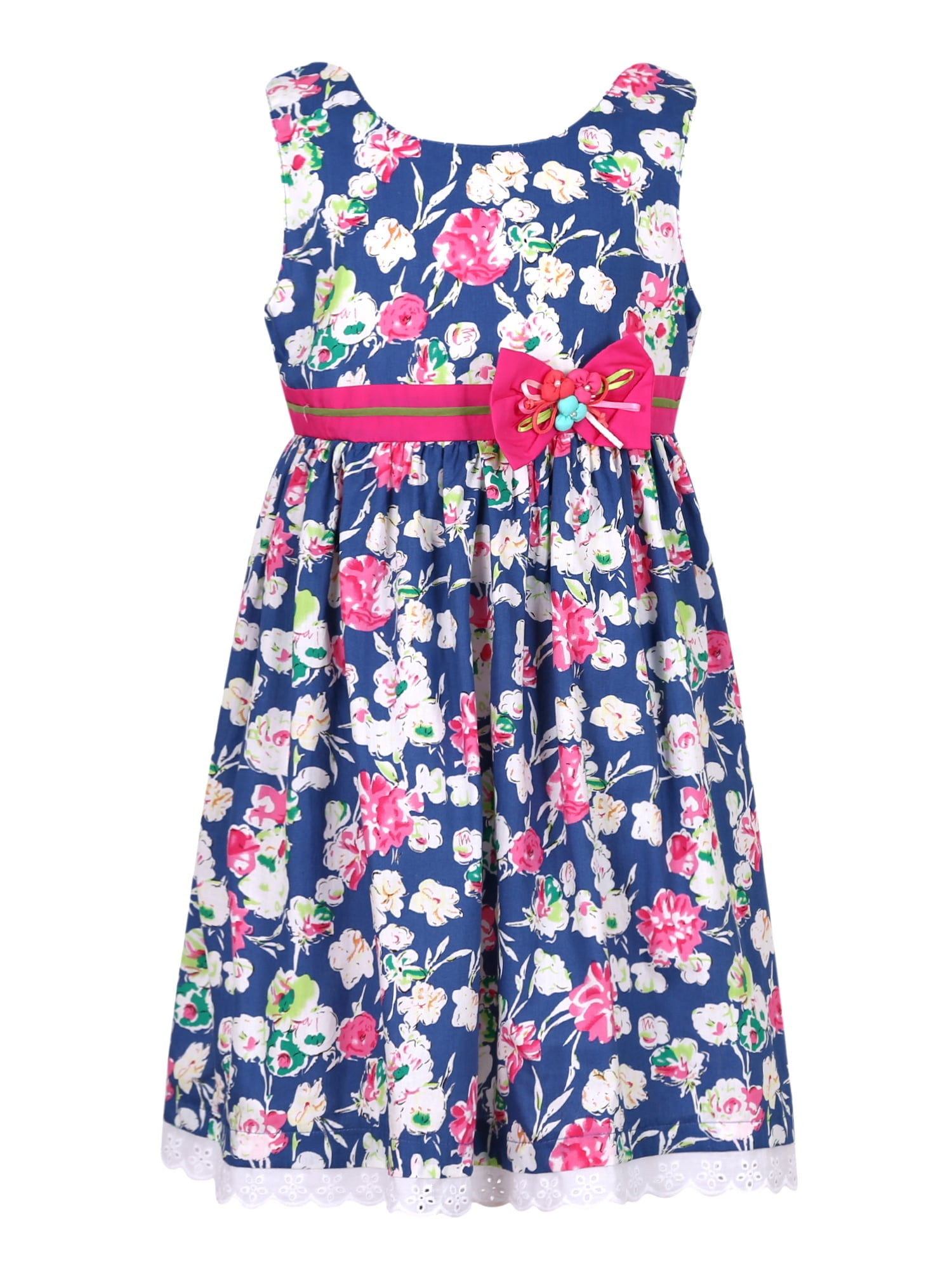 Richie House Girls' Cotton Flower Print Dress RH2653B4