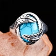 thumbnail image 2 of K-KED Vintage 925 Silver Turquoise Ring Women Wedding Part Delicate Jewelry Ring Gift Size 6-10-Turquoise #5-6, 2 of 6