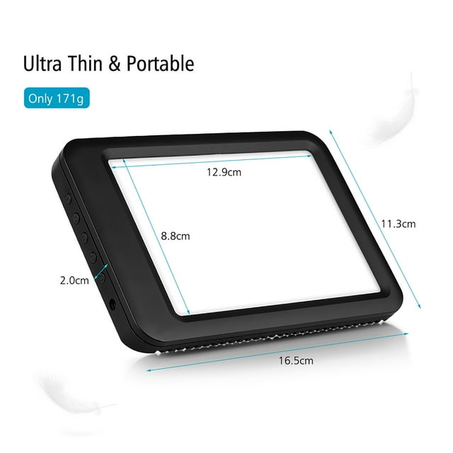 amdohai Boîte Lumineuse Portable à Énergie LED 5000-35000 Lux Alimentée par USB Noir