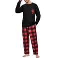 thumbnail image 3 of GENTS BLISS Men Pajamas Set Long Sleeve 2 Piece Set Crewneck Shirts with Pocket and Plaid Soft Bottoms Sets Sleep Pajamas for Men, 3 of 9