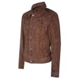 thumbnail image 2 of Mens Suede Leather Denim Jeans Jacket-Dover in Tan, 2 of 5