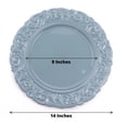thumbnail image 2 of BalsaCircle 24 Dusty Blue 14" Metallic Acrylic Wooden Textured Round Baroque Plastic Charger Plates, 2 of 8