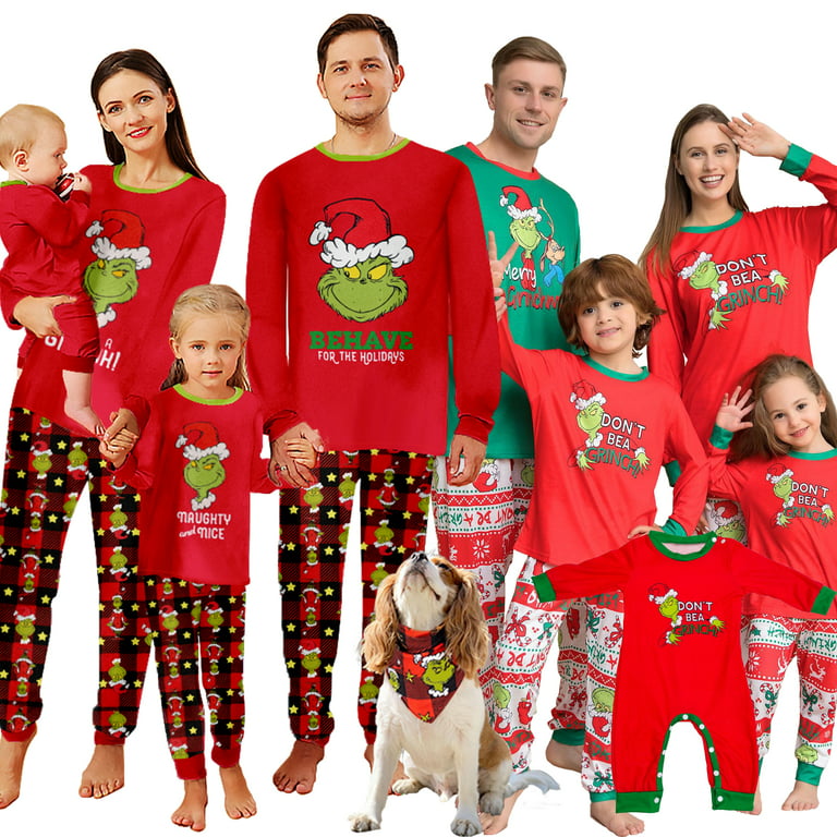 Matching Family Pajamas Sets Christmas PJ's Letter Print Top And Plaid –  Bennys Beauty World