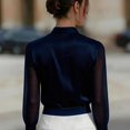 thumbnail image 4 of Satingcolo Women's Sheer Button Up Blouse Tops Dressy Business Casual Fall Mesh Long Sleeve Button Down Work Shirt Top, 4 of 6