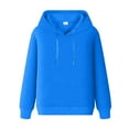 thumbnail image 5 of Men's Fall And Winter Casual Hoodies Solid Color Long Sleeve Drawstring No Pockets Fashion Comfortable Sweatshirt For Daily Wear,Blue,Xl, 5 of 5