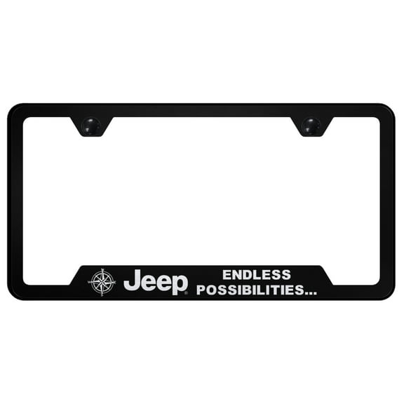 Jeep Endless Laser Etched Logo Cut-Out License Plate Frame (Black)