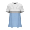 thumbnail image 4 of Womens Plus Size Summer Tops, Short Sleeve Shirts for Women Fashion Pleated Color Patchwork Crewneck T-Shirts, 4 of 4
