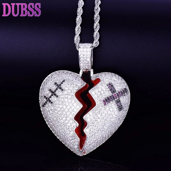 DUBSS Collier Démoniaque Émoji Mignon avec Direct de la Cadence d'Oie de Platine de Couleur Bling Zircon Cubique Hommes Hip-Hop Collier de la Fête pour Cadeau