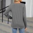 thumbnail image 2 of Women's V-Neck Long Sleeve Shirt - Basic Loose Fit T-Shirt, Comfortable Stretch Casual Top for Layering | Yubnlvae (Grey | L), 2 of 5