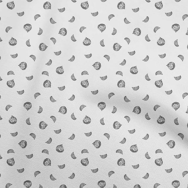 oneOone Cotton Poplin Twill Gray Fabric Fruits Sewing Material Print Fabric By The Yard 56 Inch Wide