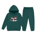 thumbnail image 6 of Auroural Toddler Girl Clothes 4T Fall Children's Christmas Printed Color Long-sleeved Casual Sports Hoodie Long-sleeved Hooded Top Two-piece Set With Elastic Waist Green 4 Years, 6 of 8