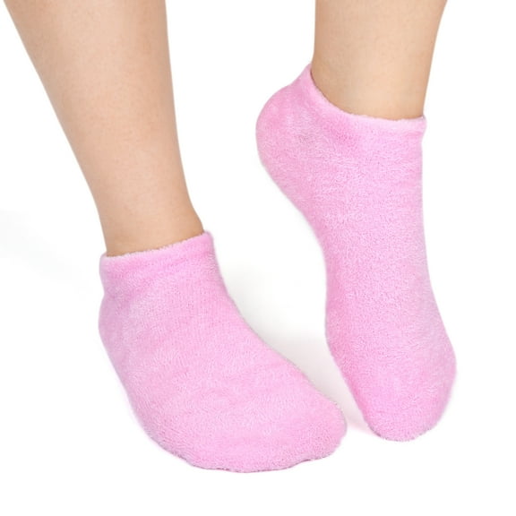Unique Bargains 1 Pair Pink Soften Exfoliating Moisturising Spa  Foot Care Gel Socks