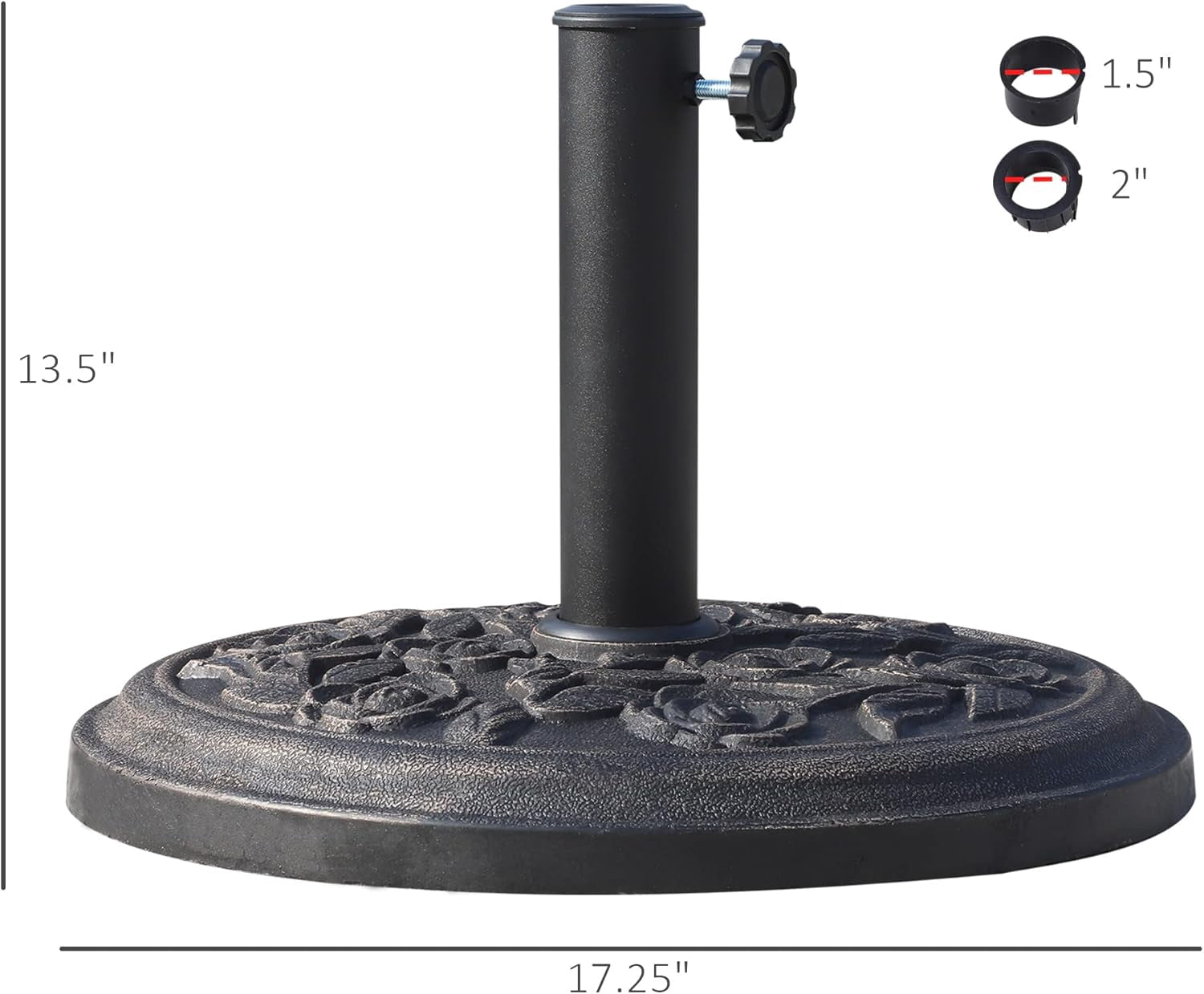 Neatifyes 26lbs Heavy Duty Umbrella Base, 17" Umbrella Stand Outdoor Base with Decorative Pattern, for Patio, Outdoor, Swimming Pool, Bronze