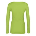 thumbnail image 6 of Mohiass Women Long Sleeve Shirts Rib Knit Slim Fit Tops Basic Tee 2025 Fall Outfits Casual T-Shirt Underscrubs Layer Clothes Fluorescent Green M, 6 of 8