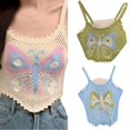 thumbnail image 2 of Womens Knitted Tank Tops Butterfly Embroidery Vest Summer Casual Sleeveless Tops Spaghetti Strap Tanks Tops apricot, 2 of 4