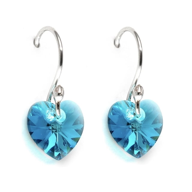 Aretes Zvezda Heart color Bermuda Blue plata .925 Zvezda ZAR-HEAR10-BB