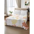 thumbnail image 2 of Orange Yellow Coastal Full Size Flat Sheet, Wrinkleproof & Fadeproof Cooling Flat Bed Sheet Only, Nautical Summer Beach Coral Sea Turtle Breathable Soft Bedding Top Sheets 81 x 96 Inches, 2 of 8