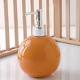 thumbnail image 1 of Dispensador de jabón de manos de cerámica de alta calidad, tarro con bomba recargable for loción de baño y champú, diseño redondo, 1 of 5