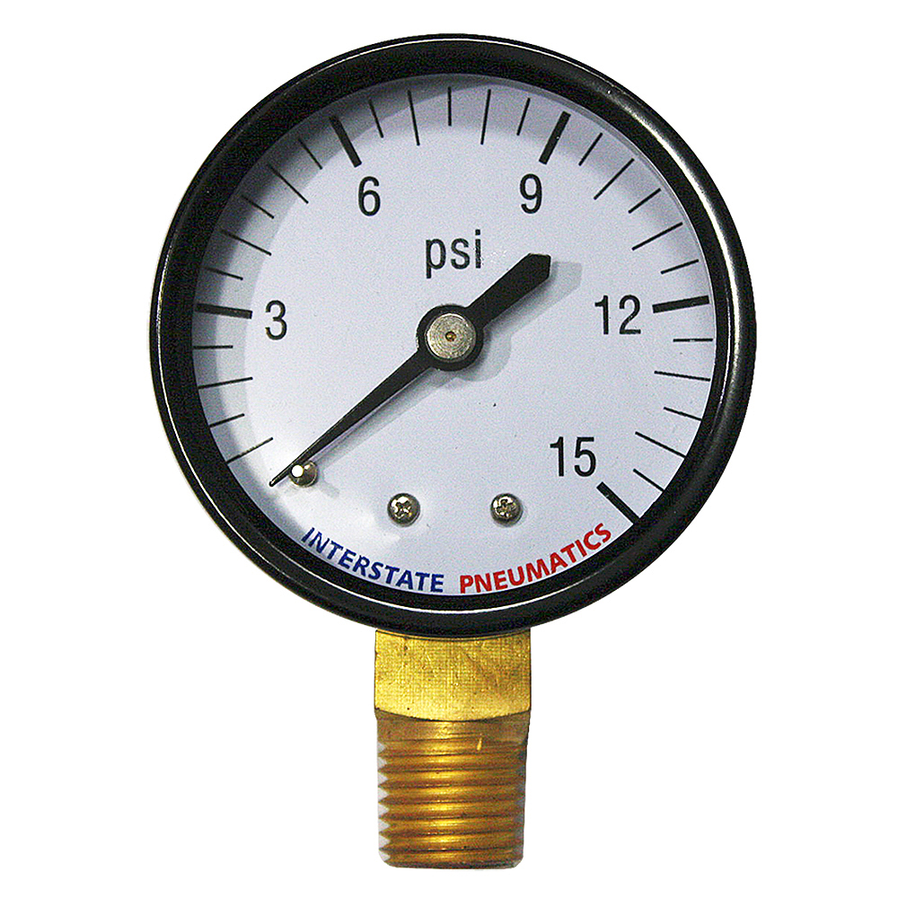 Interstate Pneumatics G2012015 Pressure Gauge 15 PSI 2" Diameter1/4