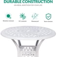 thumbnail image 6 of VIVIJASON 31" Patio Bistro Table Outdoor Dining Round Table White Cast Aluminum Table with Umbrella Hole, 6 of 7