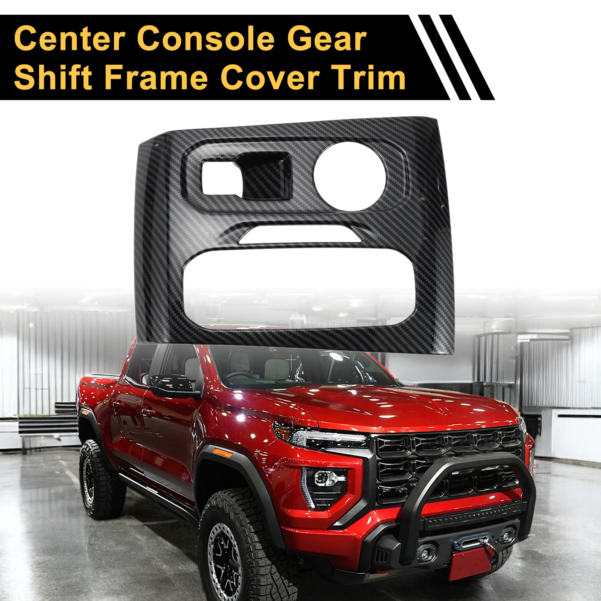 Unique Bargains Center Console Gear Shift Frame Panel Cover Trim for Chevrolet Colorado for GMC Canyon 2023-2024 Gear Shift Panel Decor Cover Sticker ABS Carbon Fiber Pattern Black