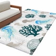 thumbnail image 2 of Summer Ocean Washable Area Rugs 3'x5', Blue Jellyfish Green Coral Marine Life Watercolor Low Pile Throw Living Room Rug Non-Slip Sturdy Edge Binding Carpet for Indoor Entryway Bedside Kitchen, 2 of 9