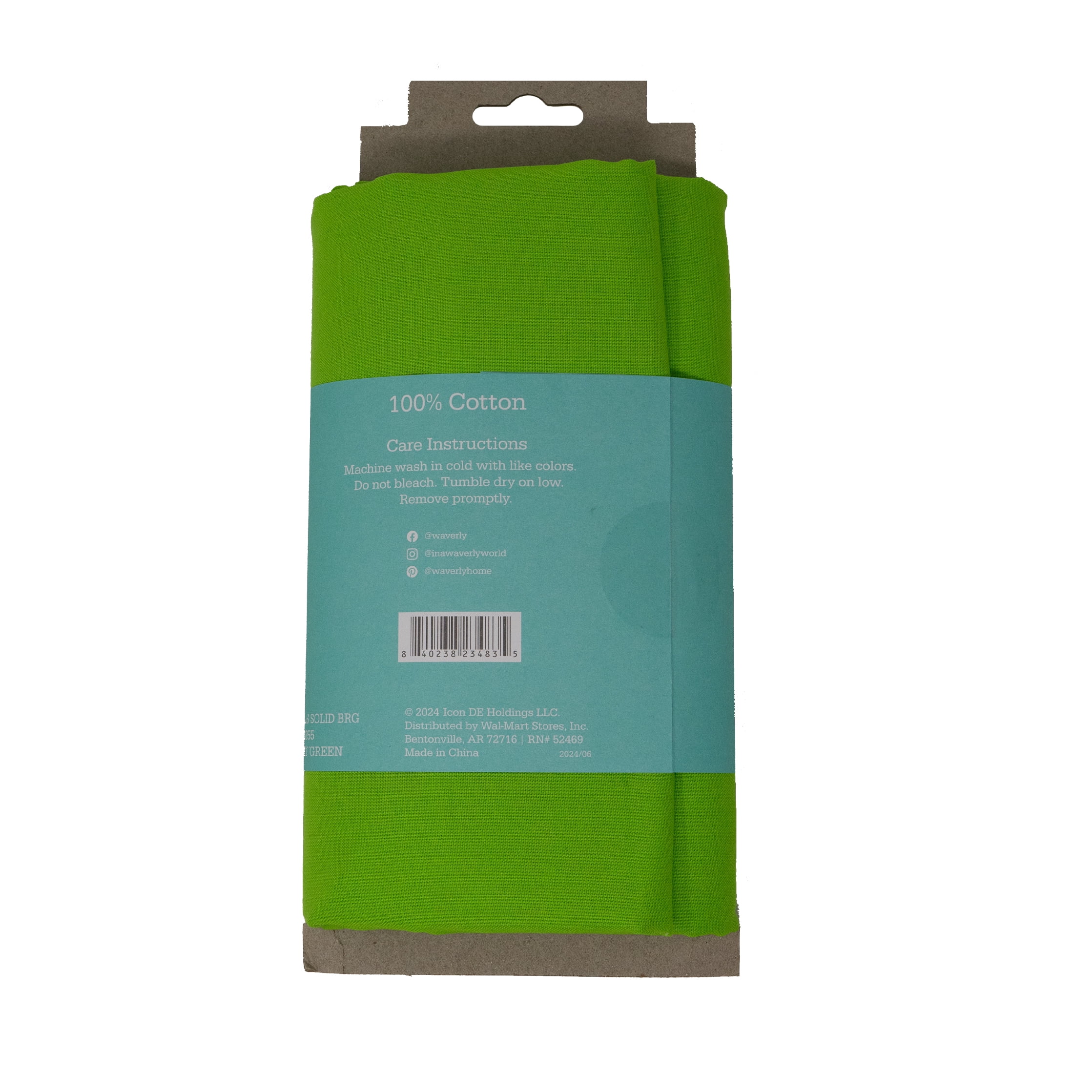 (2 pack) Waverly Inspirations 2 Yard Cut 100% Cotton Solids Fabric, Bright Green, 44" Wide for Quilting & Sewing