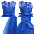 thumbnail image 6 of IDOPIP Little Big Girls Tulle Retro Vintage Dresses Flower Lace Pageant Party Wedding Floor Length Dance Evening Gown 12-13 Years Royal Blue, 6 of 7