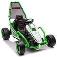 thumbnail image 5 of 24V 8.5 MPH Electric Go Kart for Kids, 400W Powerful Drift Kart w/ Front EVA Wheel & Metal Frame, Ride on Toy w/ Music & Lights, Suspension, 2 Speed, 5 Point Harness, Crazy Cart for Ages 6+, Green, 5 of 7