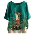 thumbnail image 4 of Hauts de Mode pour Femmes Mode Femmes T-Shirt Blouse Ample en Coton et Lin à Imprimé Hauts, 4 of 4