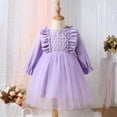 thumbnail image 2 of Sngxgn Girls Fall Long Sleeve Crew Neck Casual A-Line Ruffle Tiered Flowy Dress(Purple,5Y), 2 of 8