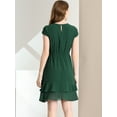 thumbnail image 5 of Unique Bargains Women's A-Line Layered Ruffled Mid-Length Dress Dark Green S, 5 of 6