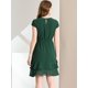 thumbnail image 5 of Vestido A Media Pierna Con Dobladillo Con Volantes, Manga Casquillo, Cintura Alta, Una Línea De Trabajo En Capas, Oficina Verde oscuro XL, 5 of 6