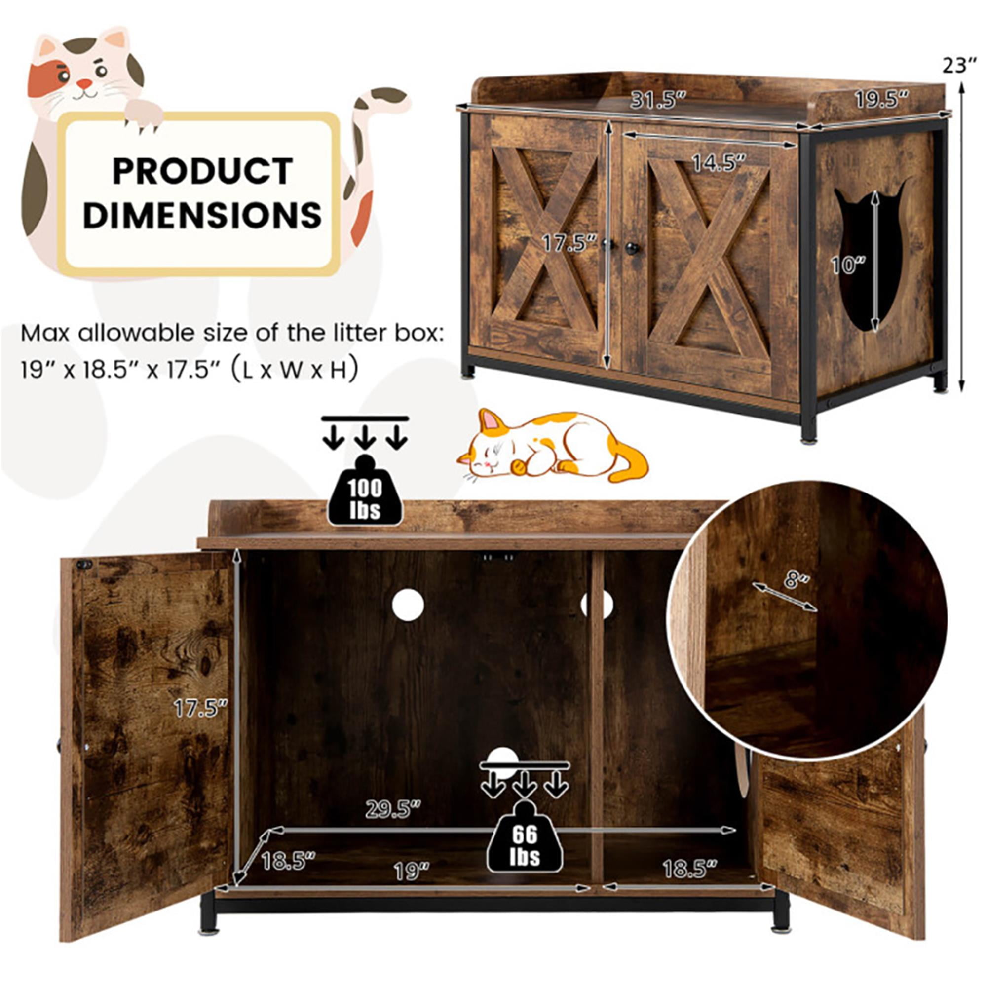resenkos 31" Cat Litter Box Enclosure, Hidden Litter Box Furniture, Wood Cat House Washroom Cabinet Fit for Most of Cat and Litter Box, Brown