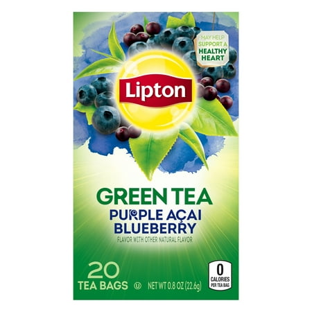 (4 Boxes) Lipton Green Tea Bags Purple Acai Blueberry 20