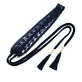 thumbnail image 2 of Eosunjian Women Dress Belt Braided Lace Decorated Tassel End Waistband Solid Color Waist Cord Costume Accessories Navy Blue, 2 of 13